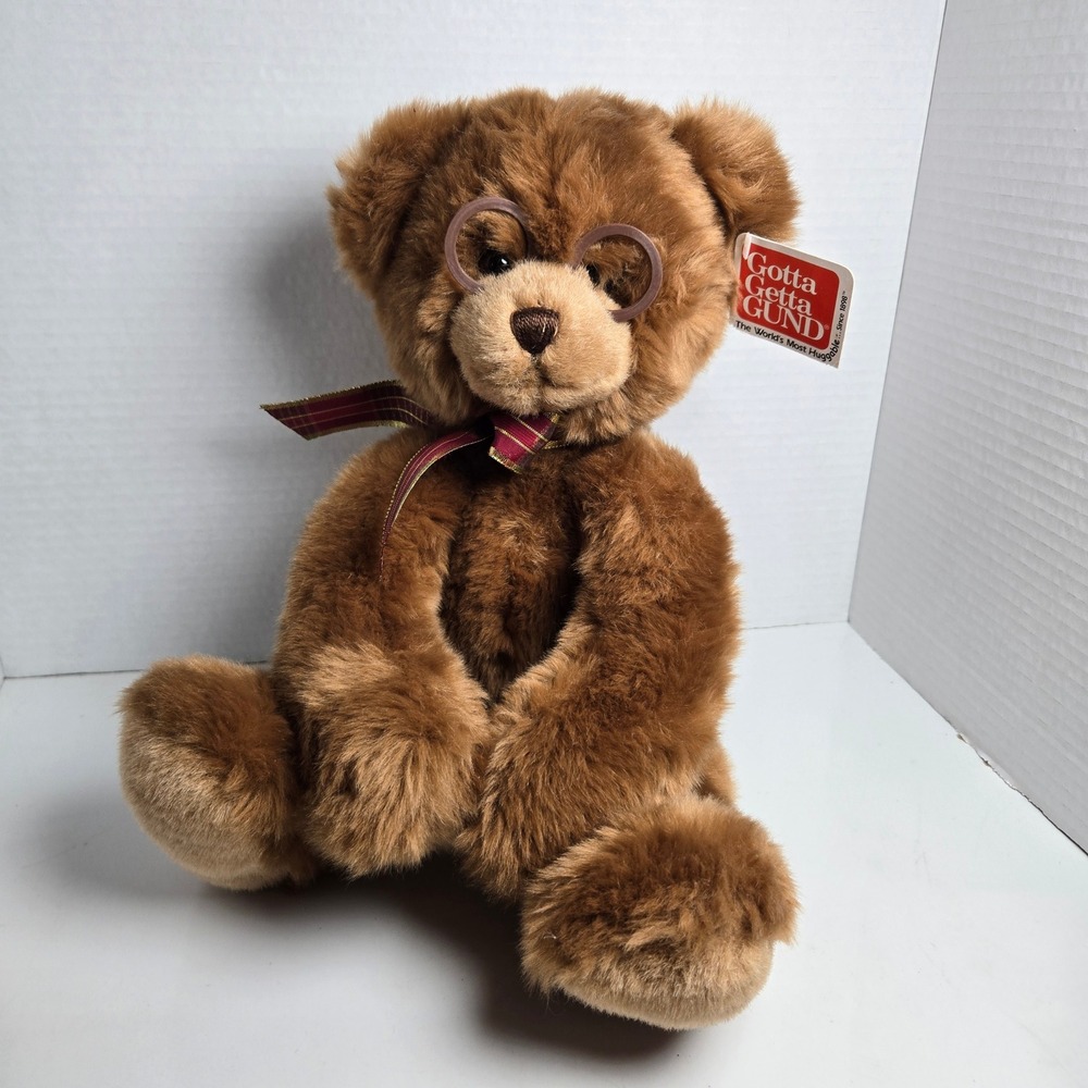 GUND Booker Bear 44406 Teddy Bear Plush NWT Glasses 16" Retired Vintage